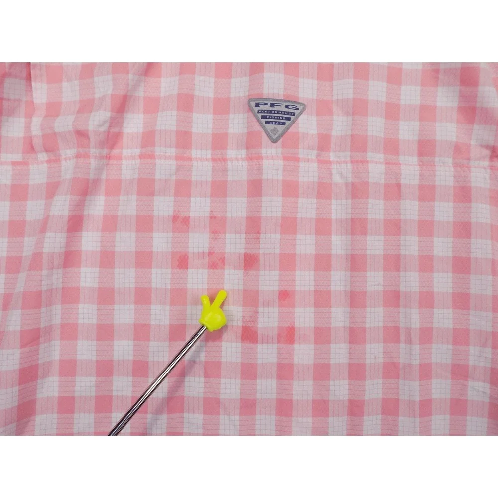 Columbia PFG Mens XL Pink Gingham Short Sleeve Fishing Shirt Omni-Shade FM1039 - Picture 11 of 11